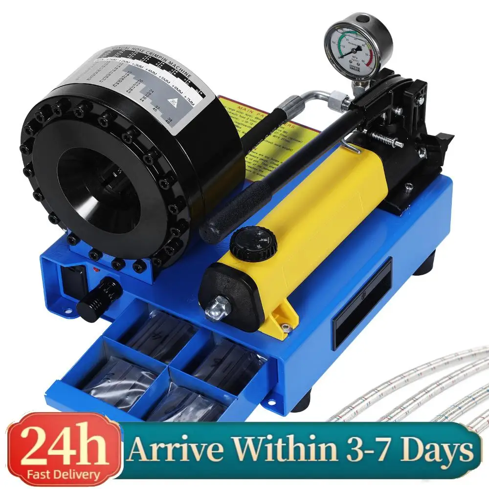 

Пресс для обжима шлангов и фитингов с 8 наборами матриц, диапазон обжима 0,24-1,1 дюйма, высокое давление 2000 кН, для автомобильной и промышленной отраслей