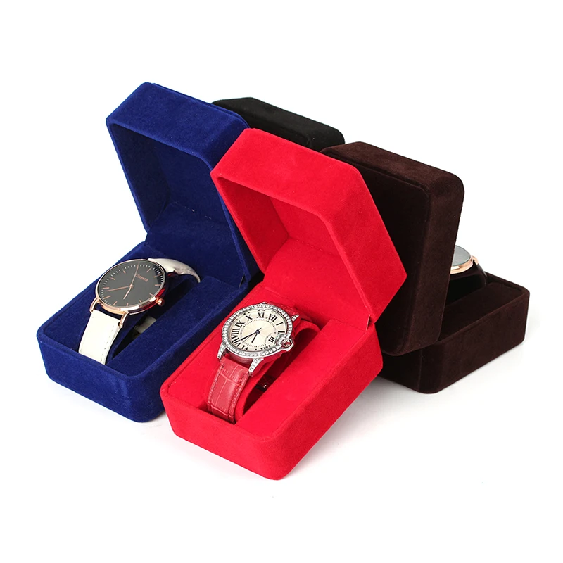 

Watch Box Fashion Velvet Round Corner Smartwatch Clock Storage Case Jewelry Accessories Business Packaging Boxes