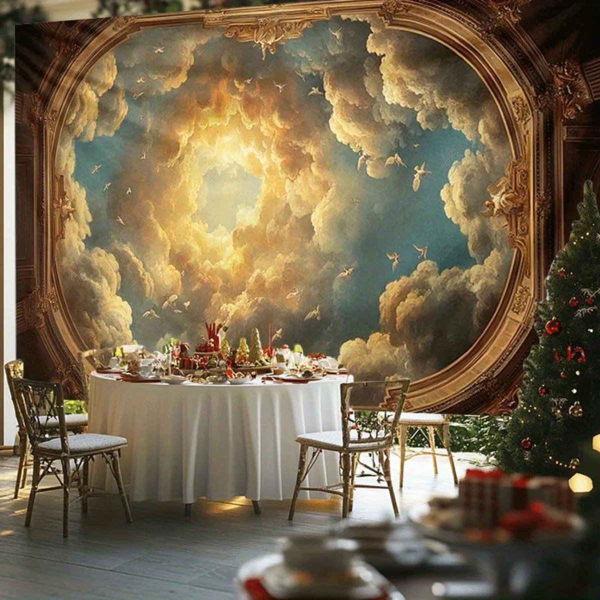 Baroque Cloud Ceiling Tapestry Polyester Wall Hanging Boho Living Room Bedroom Decor home decor aesthetic