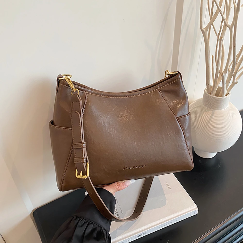 

Women's Elegant Vintage Crossbody Bag Winter Solid Color Delicate Pu Messenger Bags Versatile Commute All-Match Shoulder Packs