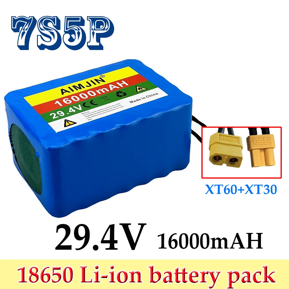 For scooters and electric wheelchairs  18650 7S5P lithium-ion battery , 29.4V, 160000mAh, BMS, with 2A charger