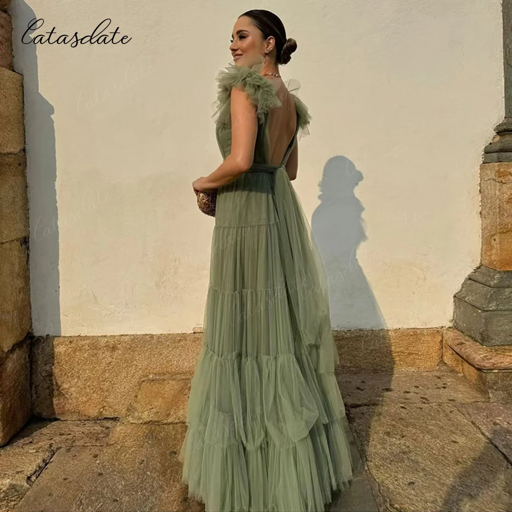 Catasdate Long Evening Dress Tulle Party Dress for Women Formal Occasion Dresses Wedding Guest Gown vestidos de fiesta