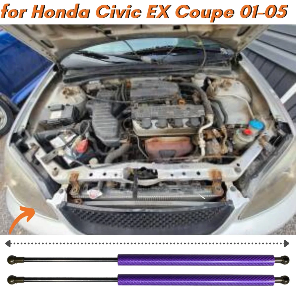 

Qty(2) Hood Struts for Honda Civic EX 7th 2-door Coupe 2001-2005 Front Bonnet Gas Springs Dampers Shock Absorbers Lift Supports