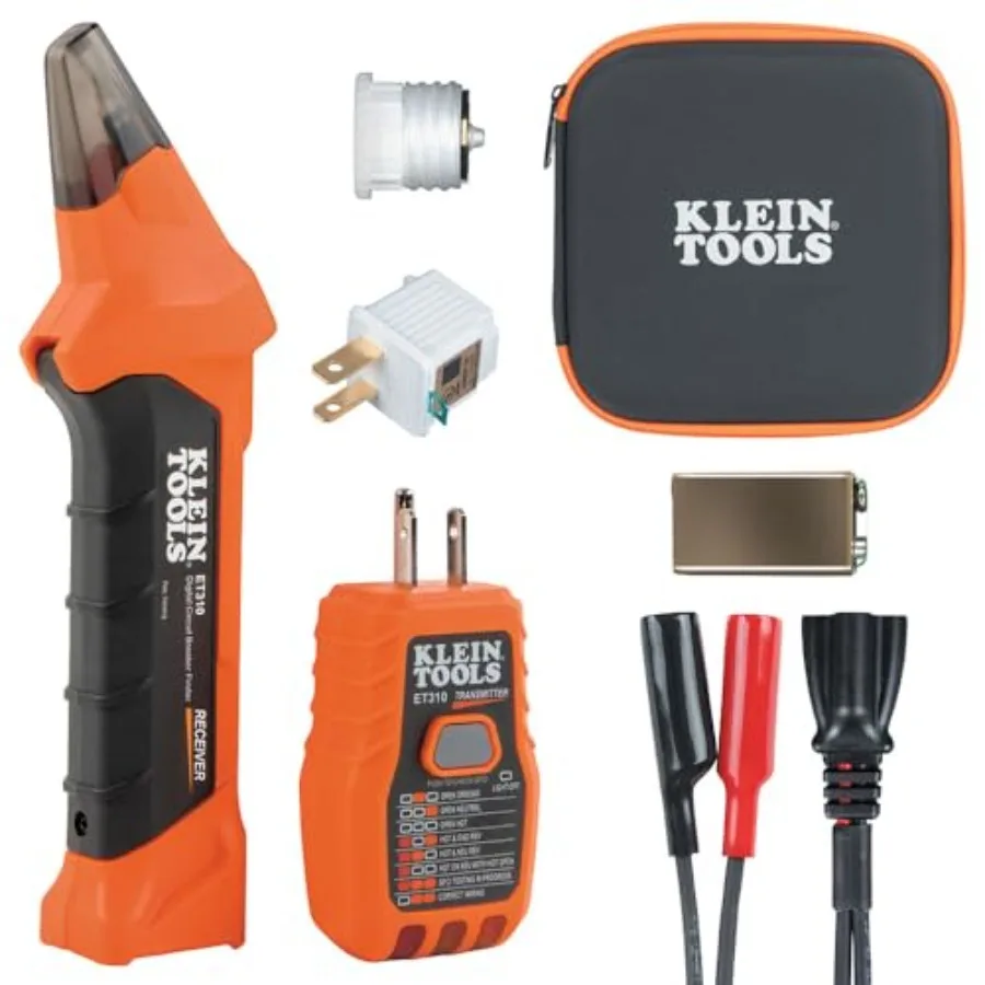 

ET310KIT AC Circuit Breaker Finder Kit Electric Tester GFCI Tester Leads Adapters and Case