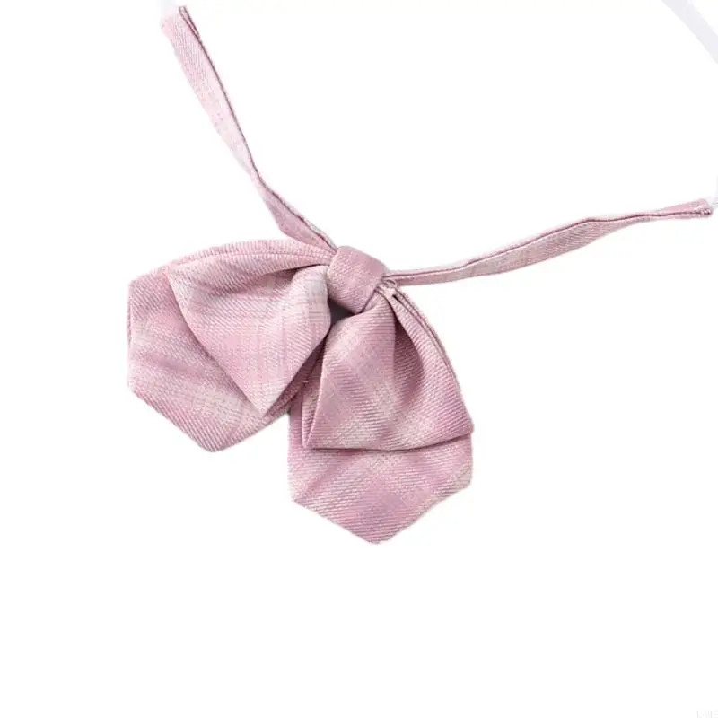 L4me Polyester Silk Pre-Tied Tie Bowknot Sweet Pink Geroolde stropdas Japans JK Girl School Student Uniform Bowtie Neckleding