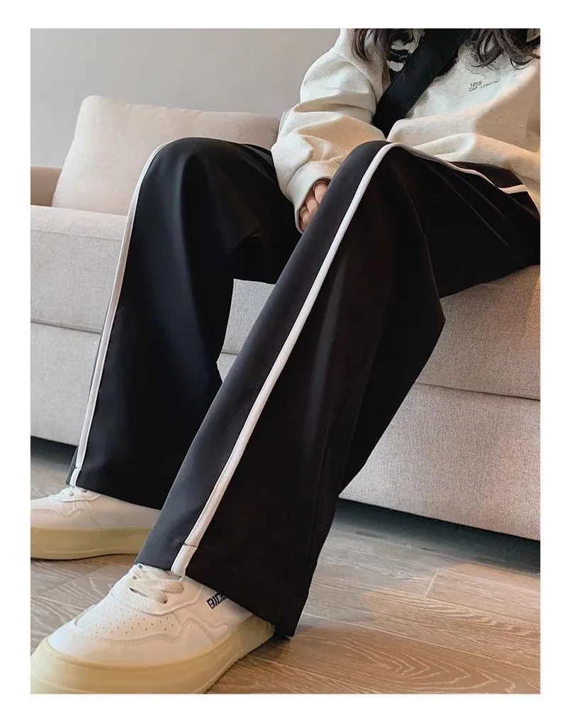 High street straight leg sweatpants for boys and girls summer2024 new trend dopamine drooping wide leg sports casual pants