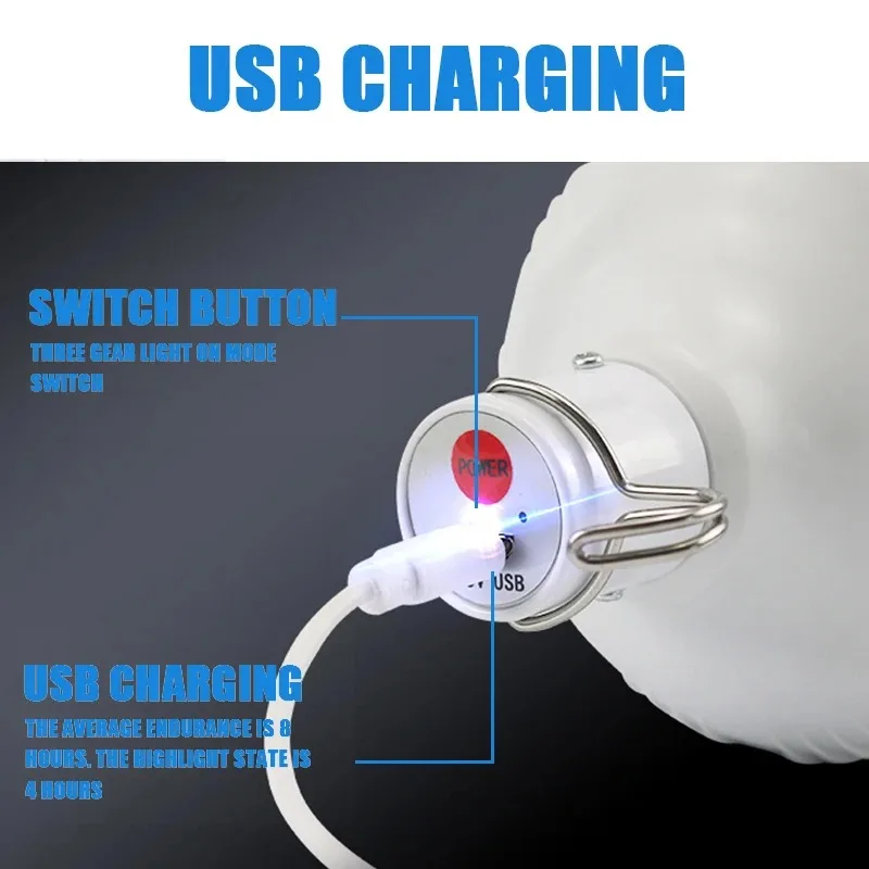 1-8 قطعة USB قابلة للشحن أضواء التخييم فانوس خارجي هوك LED لمبة الطوارئ هوك خيام عالية الطاقة فانوس أضواء ليلية لمبة