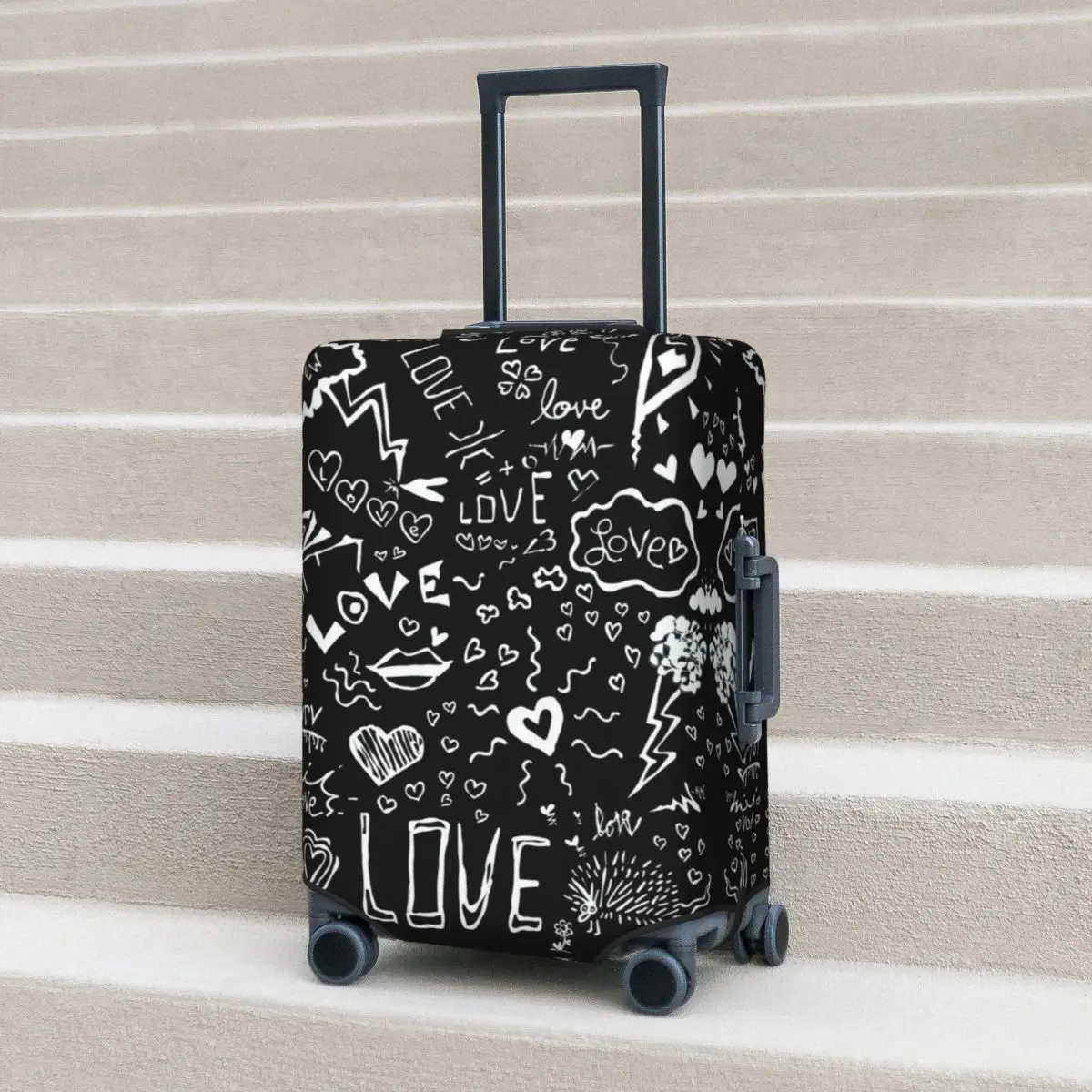 Heart Graffiti Suitcase Cover Love Locker Graphic Flight Travel Practical Luggage Accesories Protector