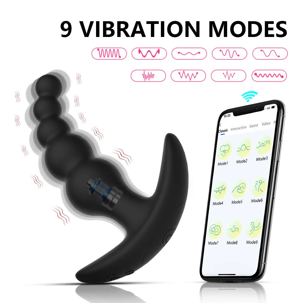 Vibrating Anal Plug APP Wireless Bluetooth Male Prostate Massager Female Butt Plug Anal Beads Adult Sex Toy for Women Men