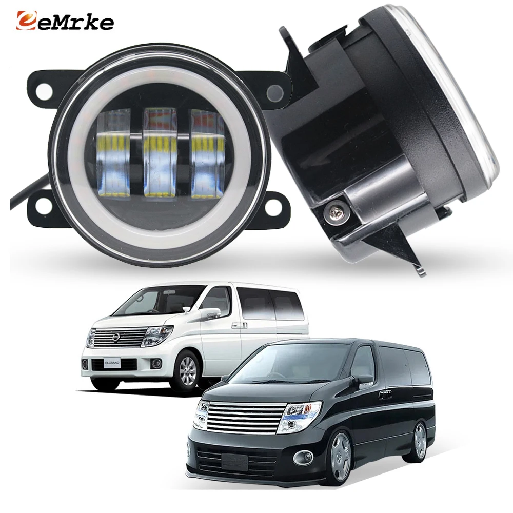 

Led Fog Light Driving Lamp for Nissan Elgrand Highway Star E51 2004-2010 E52 2015-2022 PTF Turn Signal Angel Eye DRL Halo Ring
