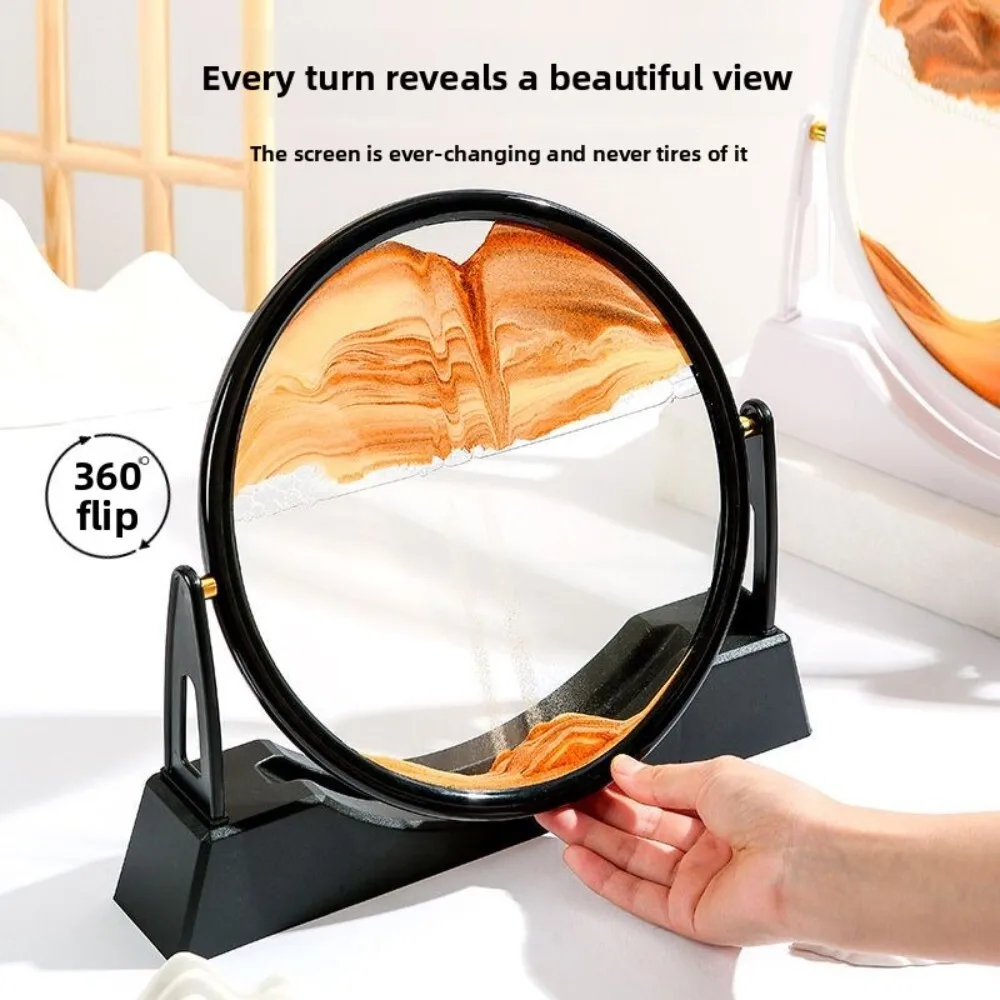

3D Stereoscopic Dynamic Sand Art Ornament Flip Flow Hourglass Stress Relief Toy Creative Desktop Decoration for Living Room Home