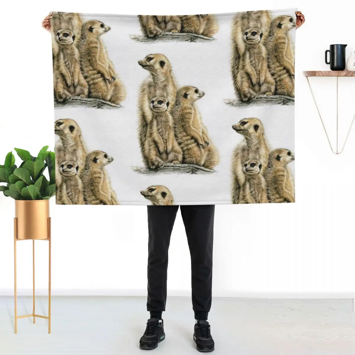 Meerkats Family - Die Erdm?nnchen Throw Blanket Multi-Purpose Loose Vintage Soft Plaid Furry Soft Big Blankets