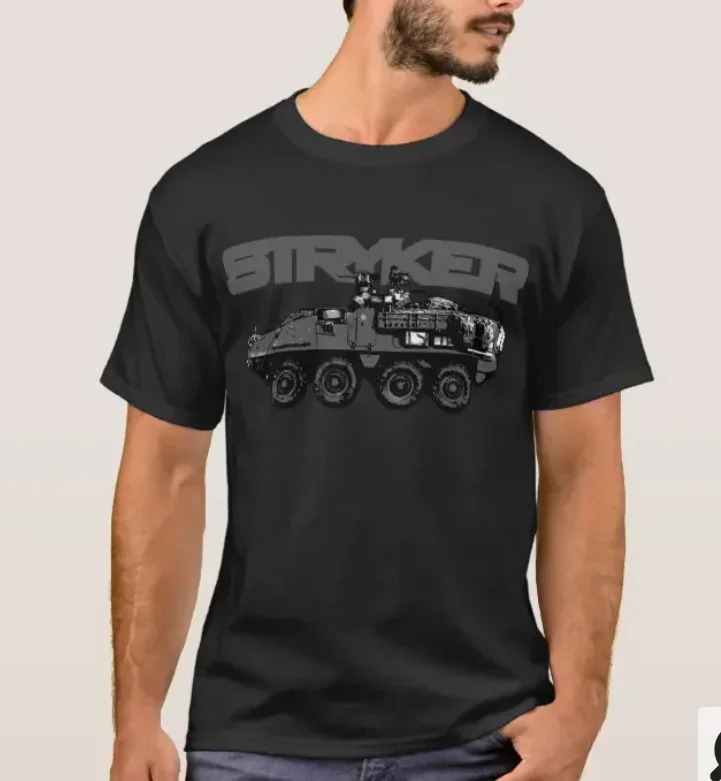 IAV Stryker-Camiseta de vehículos de combate blindados de ocho ruedas, 100% de algodón con cuello redondo, camiseta informal de manga corta de verano para hombre