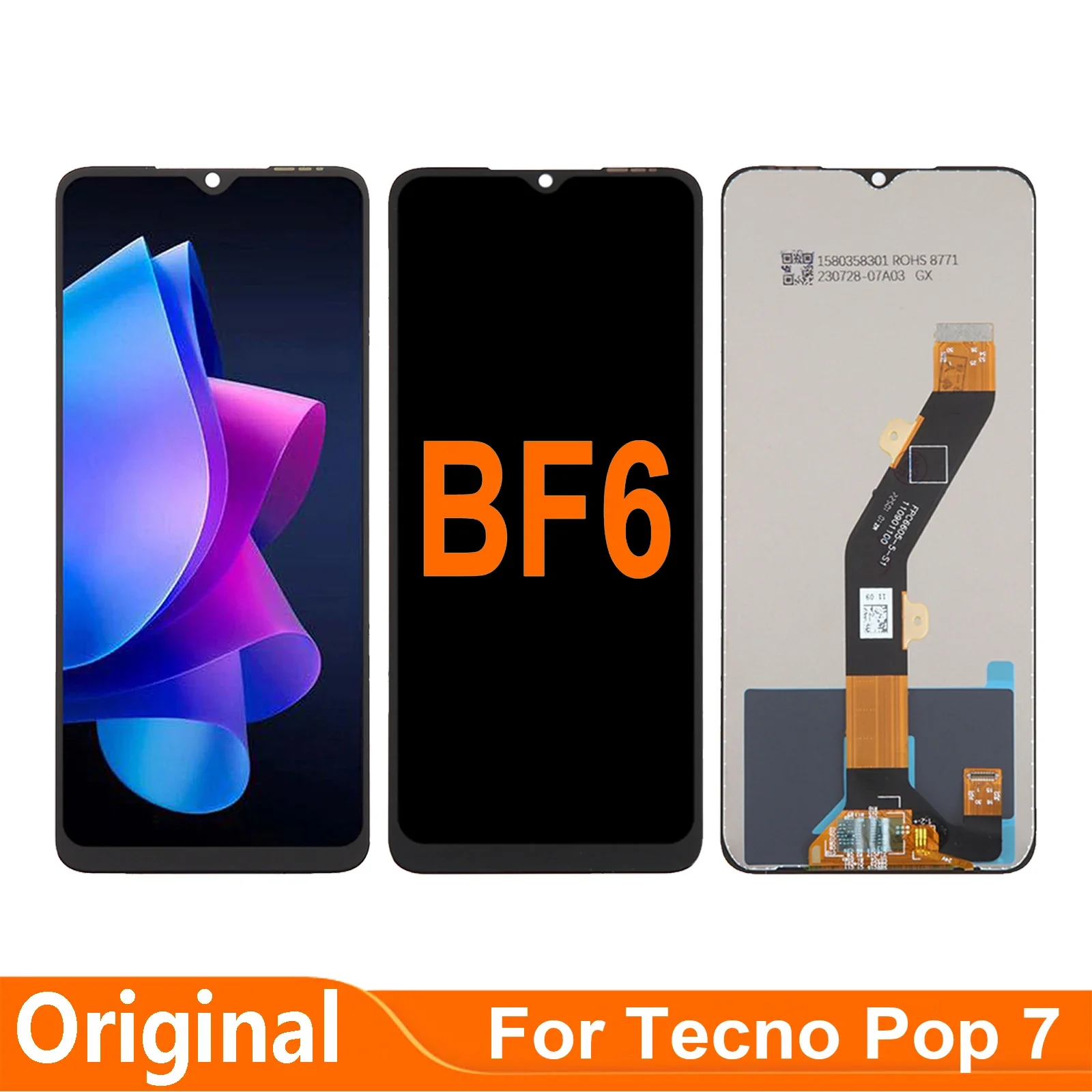 For Tecno Pop 7 BF6 LCD Display Touch Screen Digitizer Assembly Parts