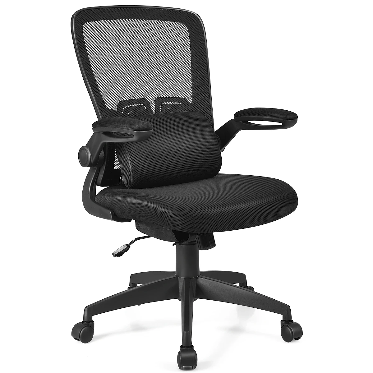 Mesh Office Chair Mid Back Adjustable Height w/ Lumbar Support & Flip up Armrest