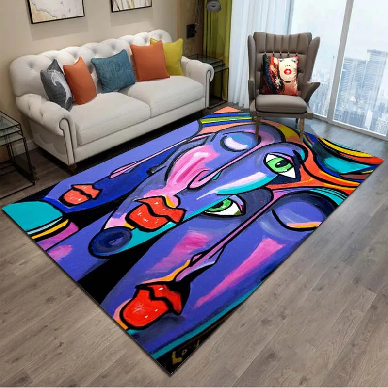 

15 Sizes Abstract Picasso Painting Artistic Rugs for Bedroom Floor Carpets Living Room Home Decor Soft Flannel Mat Area Rug Gift