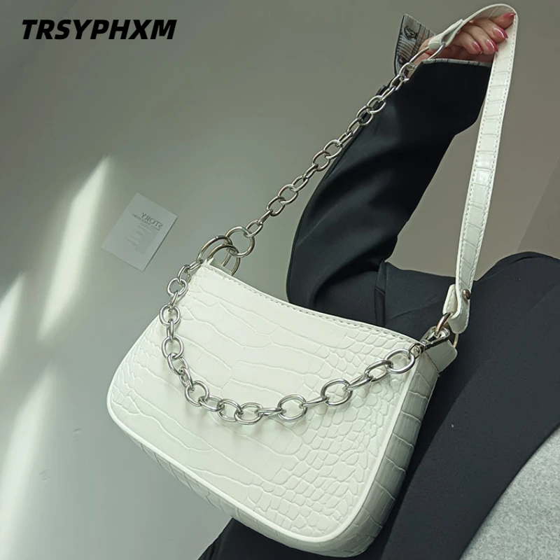 TRSYPHXM Crocodile texture armpit bag 2025 summer new trend fashionable versatile French niche shoulder bag diagonal cross bag