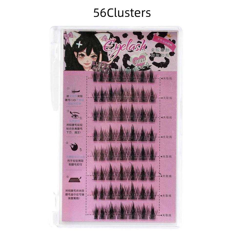 Extensão de cílios individuais cluster cílios falsos diy fofos cílios postiços maquiagem doce pacotes de cílios segmentados