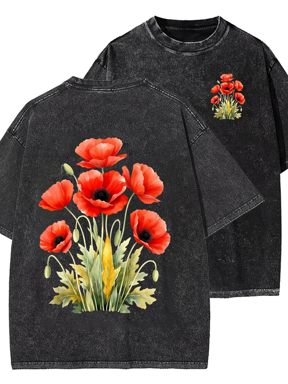 Ladies' Watermelon Summer Double-sided T-shirt Top, Round Neck Plus Size Casual Short Sleeved Street Couple T-shirts
