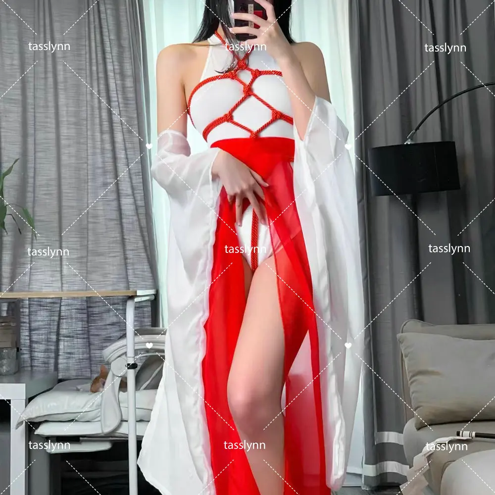 

Anime Miyamizu Mitsuha Cosplay Costumes Japanese HIMIKO Kimono Witch Uniform Sexy Bikini Psychic Red Dress Halloween Costumes