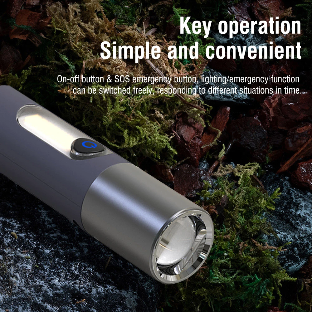 BORUiT ไฟฉาย LED Ultra Bright ไฟฉาย Zoomable 4 โหมด 18650 แบตเตอรี่ Type-C ชาร์จสําหรับตั้งแคมป์ตกปลากลางแจ้ง