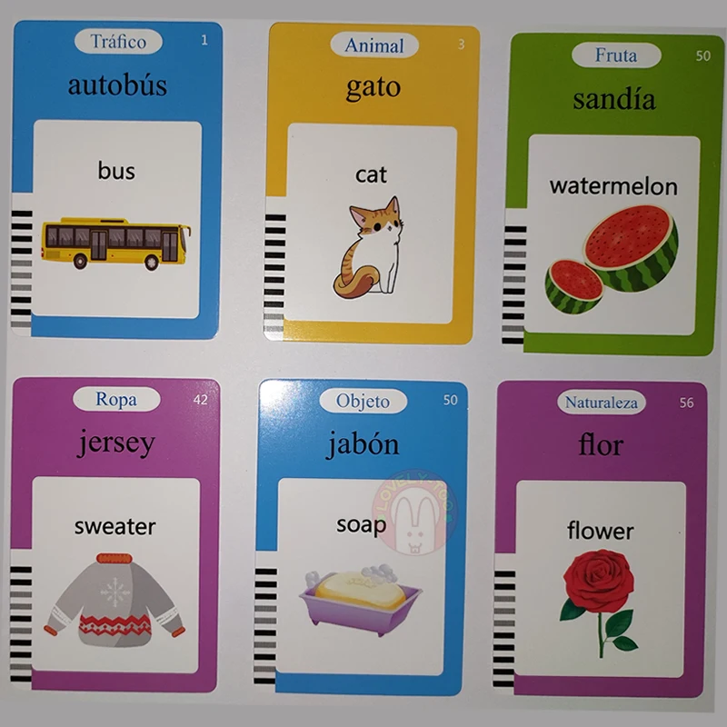 English Flash Card Russian Spanish French Sight Words Games ABC learning Language Kids Education Toys Montessori Reading Book