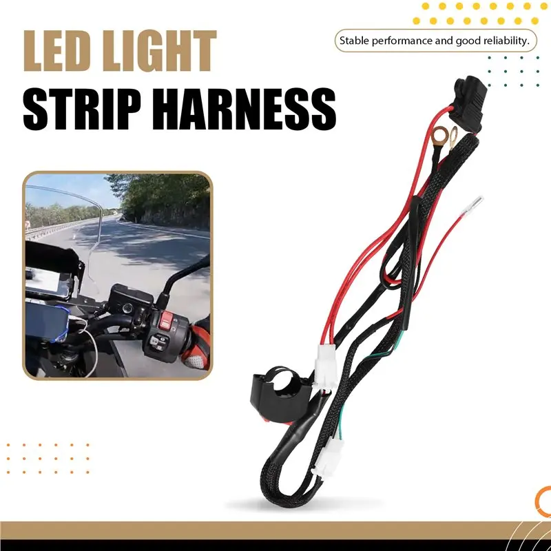 Top-Rated Motorcycle For Headlight Driving Fog Light LED Light Bar Wiring Harness Auxiliary Handlebar Switch Harness 1 Lead