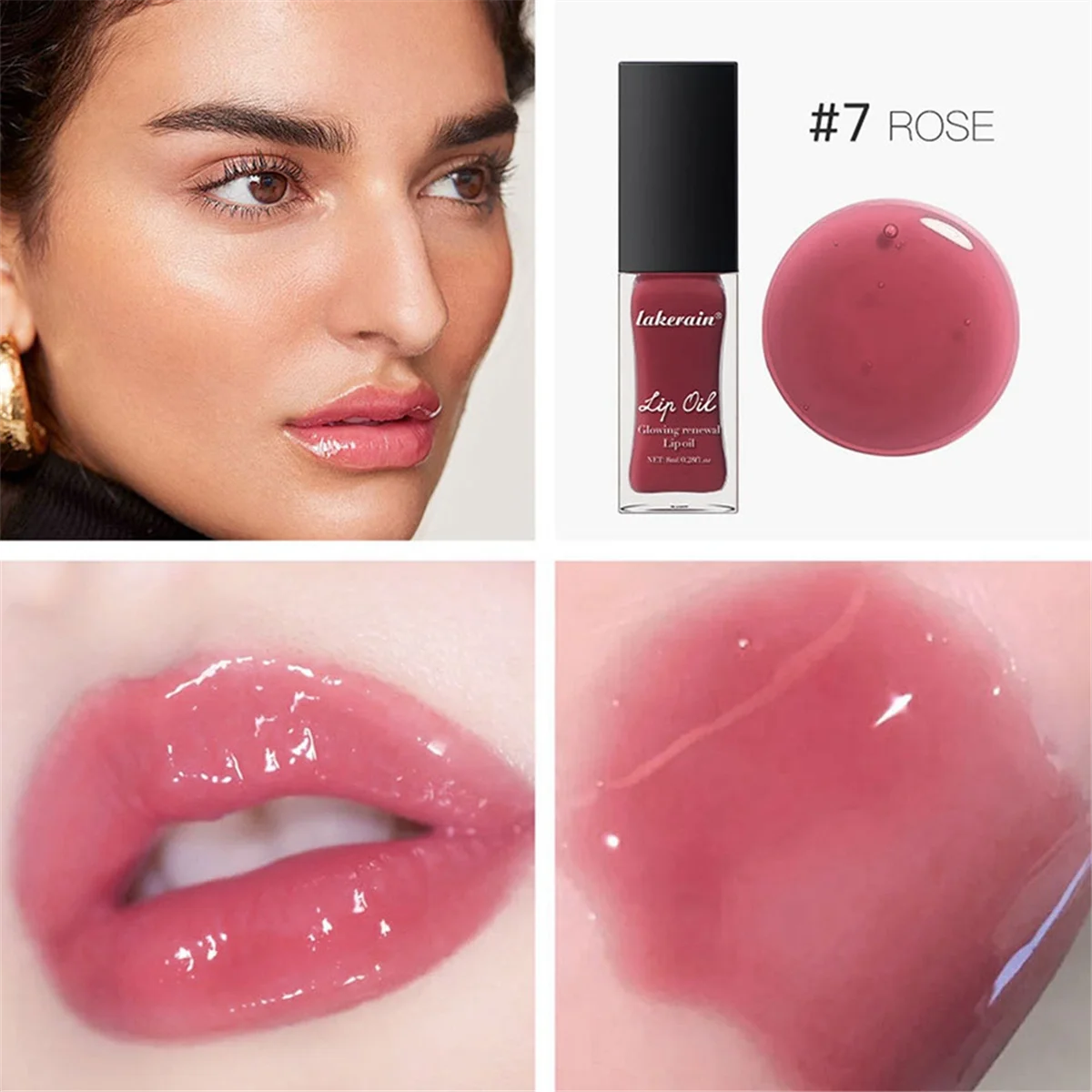 Hydrating Lip Glow Oil,Moisturizing, Plumping Lip Gloss Oil Makeup Sexy Glowing Renewal Tinted Lip Oil 4 Jam