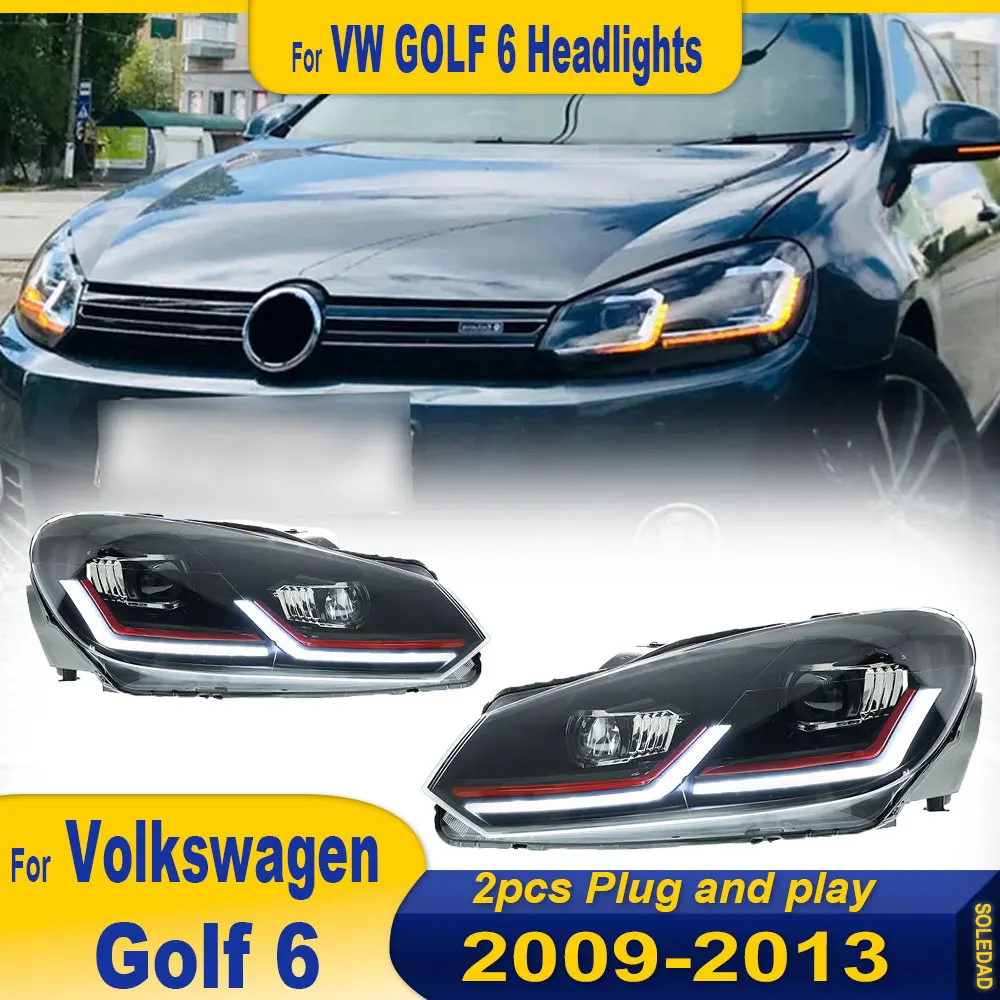 Car Front Lights For VW Golf 6 Headlight 2009 2010 2011 2012 2013 Golf 6 MK6 GTI HeadLamp Assembly Modified Led DRL Accessories