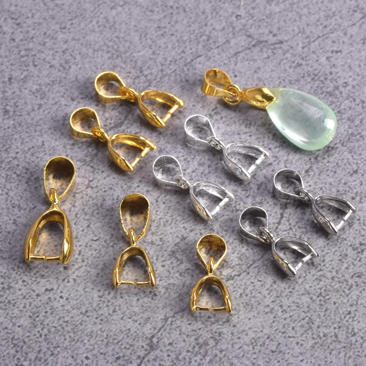 20pcs Gold/Silver Color Copper Metal Connectors Bail Beads Pinch Clasp Clips Pendant Hooks for Jewelry Making DIY