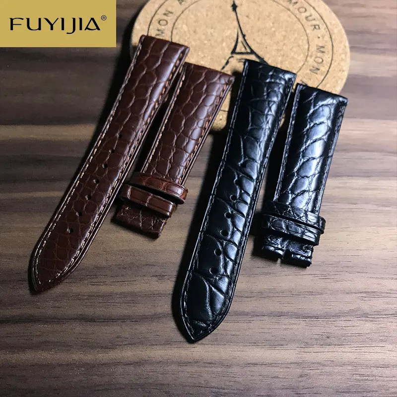 

FUYIJIA 16MM~22MM Circular Nile Crocodile Skin Watchbands Master Handmade Brand Watch Substitute Strap Genuine Crocodile Belt 20