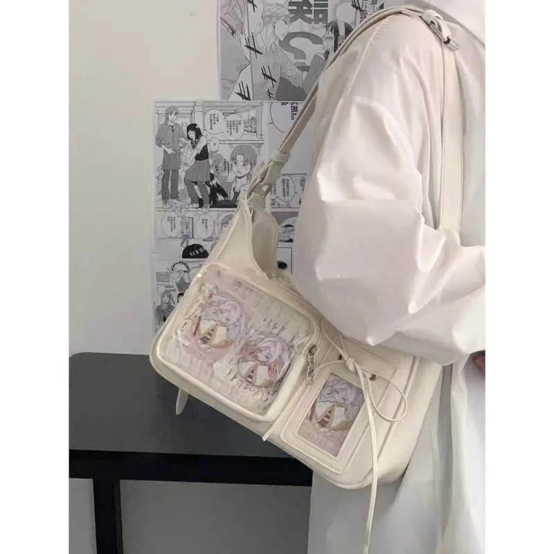 Y2k Harajuku Shoulder Bag For Women, Transparent Ita Bag From South Korea, School Crossbody Bag, Handbag, Wallet
