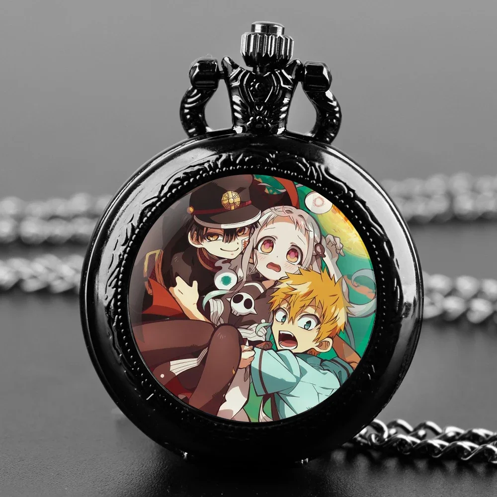 

Карманные часы Toilet-bound Hanako-kun со стеклянным куполом и цепочкой, женские часы-кулон, мужское ожерелье-хронограф, подарок для друзей