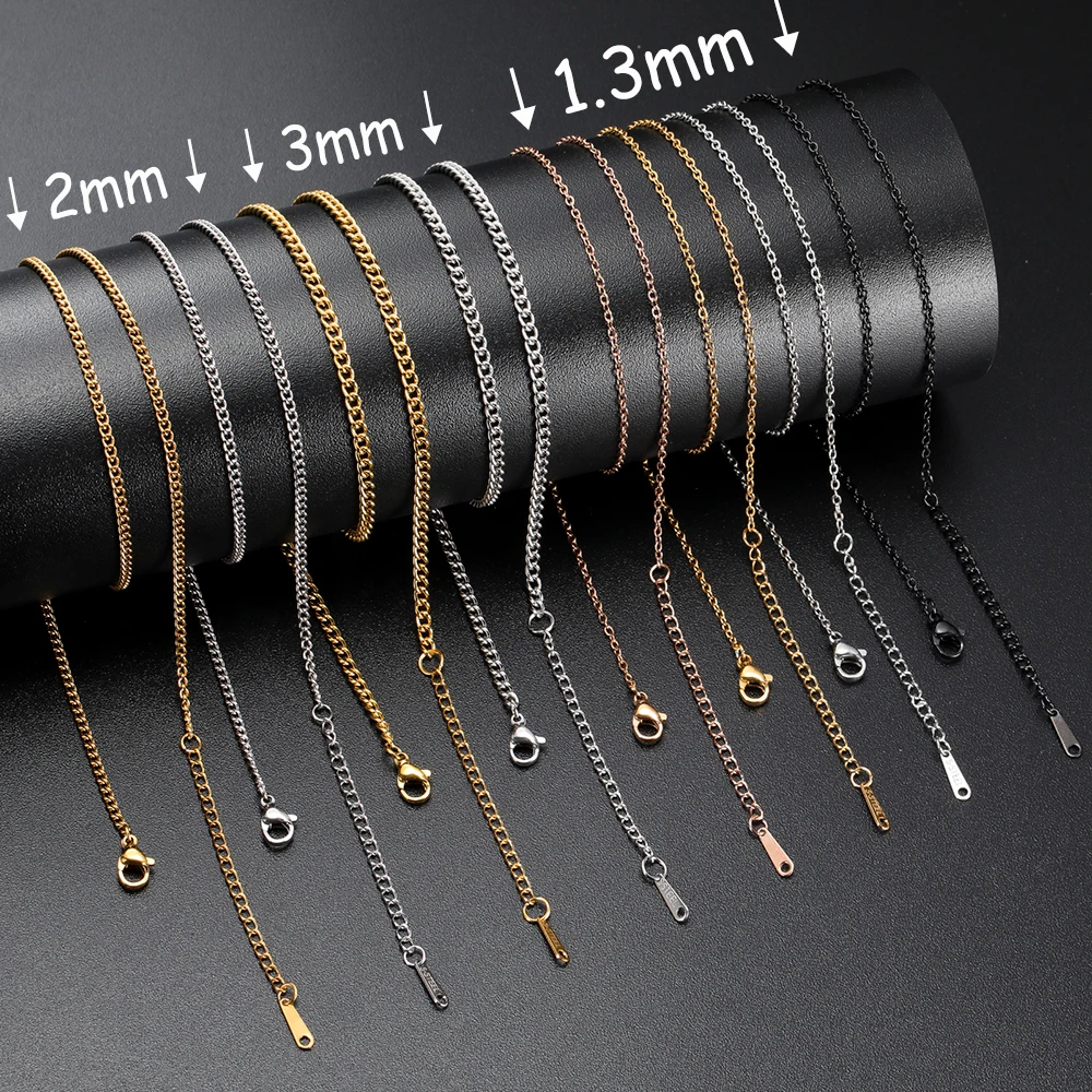Lucktune Stainless Steel Width 1.3MM Chain O Shape Thin Chain Necklace Minimalist necklace chain Women Bohemian Jewelry Gift