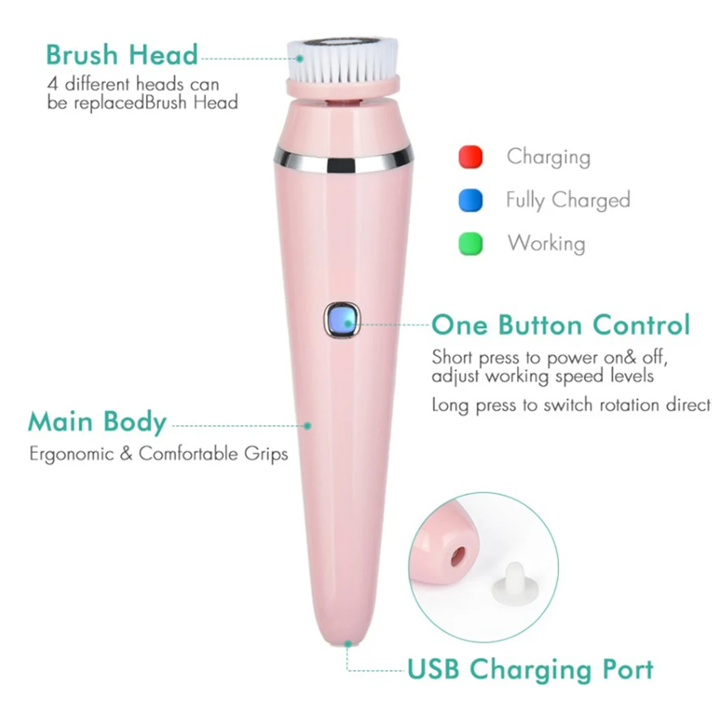 Electric Facial Brush Electric Rechargeable Waterproof exfoliating peel deep cleansing skin pore face cleanser facial cleaning