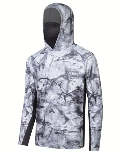 Imagen 1 del producto Hombres Uv Mascarilla Ropa de pesca Sudadera con capucha de manga larga Camisas Sudadera Pesca Jersey con capucha