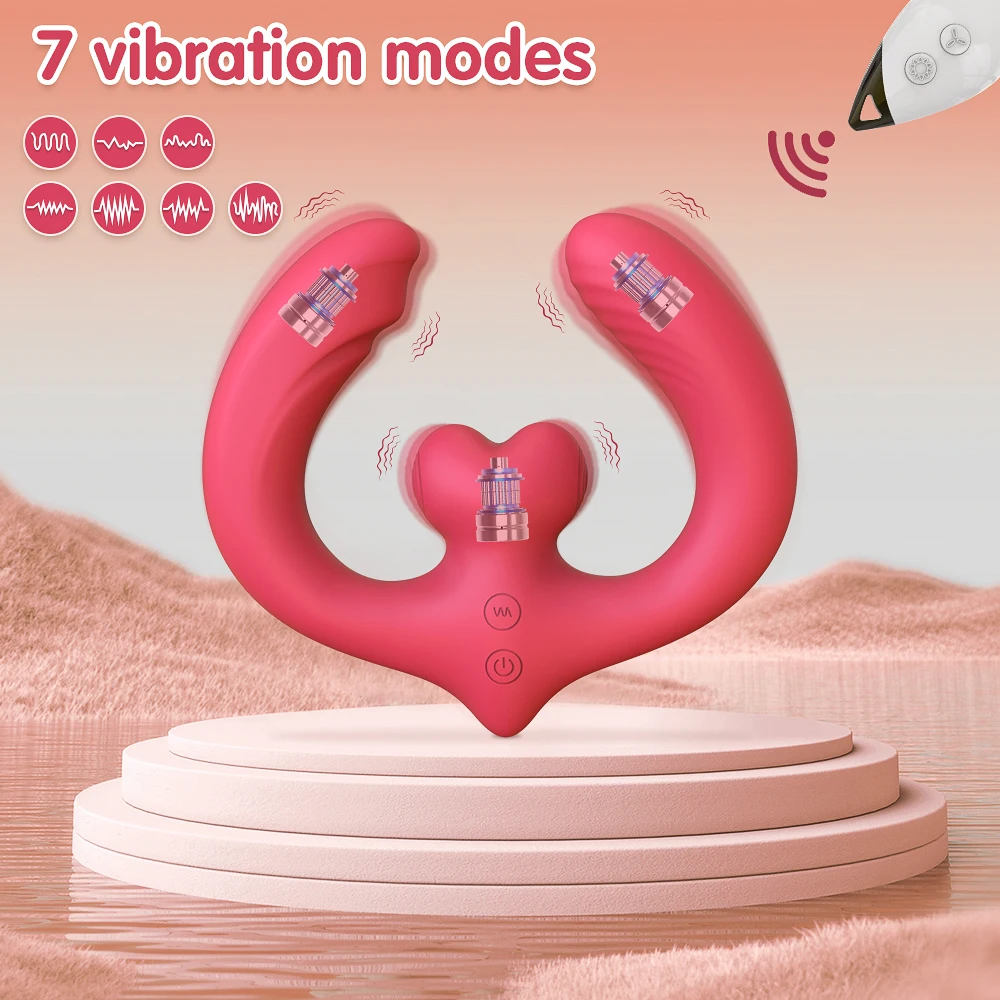 Double Ended Vibrator for Women Lesbian Sex Toy Remote Control Vagina Vibrator G-Spot Clitoris Nipples Stimulator Adult Sex Toy