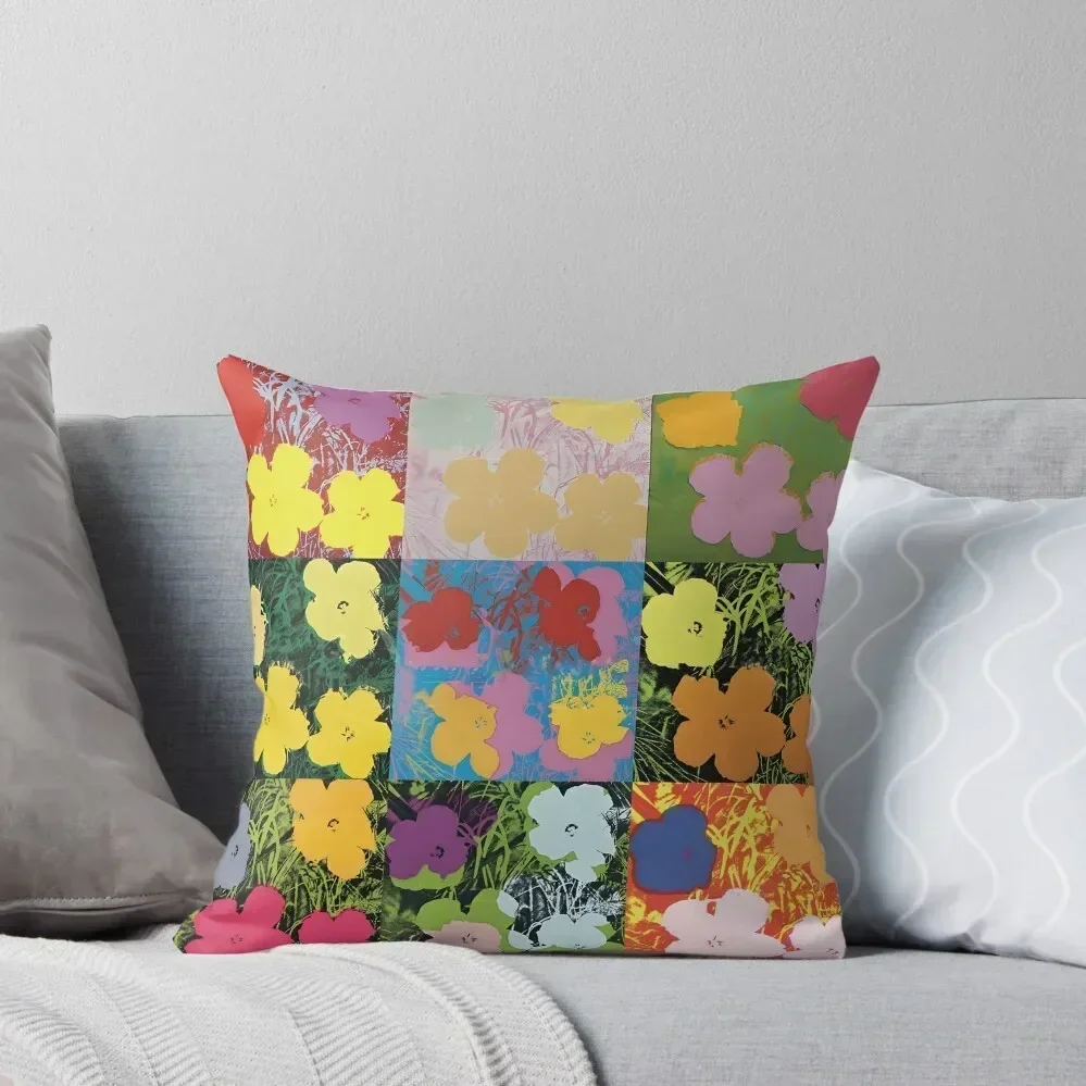 

Flowerhol Warhol Prints Flowers 2 Pink, Yellow and Orange Throw Pillow Couch Pillows luxury covers Decorative pillowcase pillow