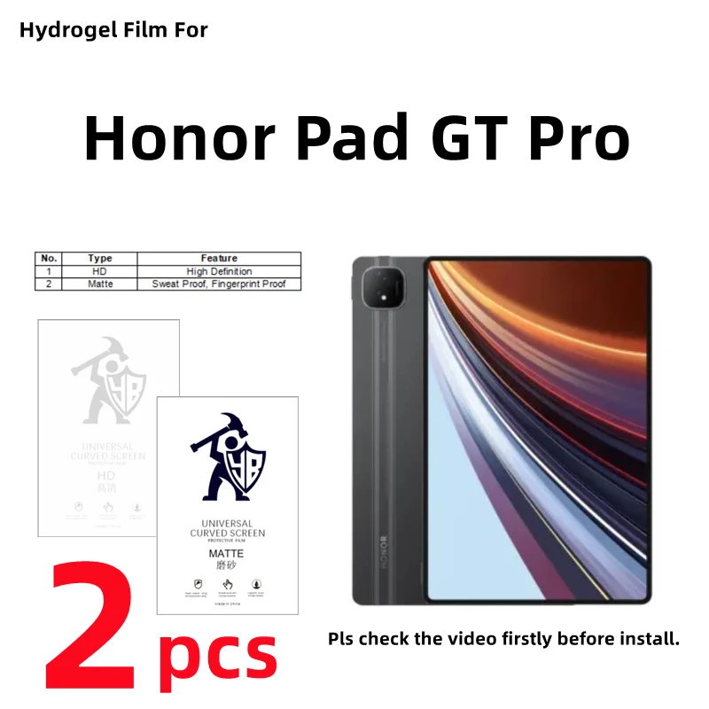 

2pcs HD Hydrogel Film For Honor Pad GT Pro Matte Tablets Screen Protector For Honor Pad GT Pro Clear/Frosted Full Cover Protect
