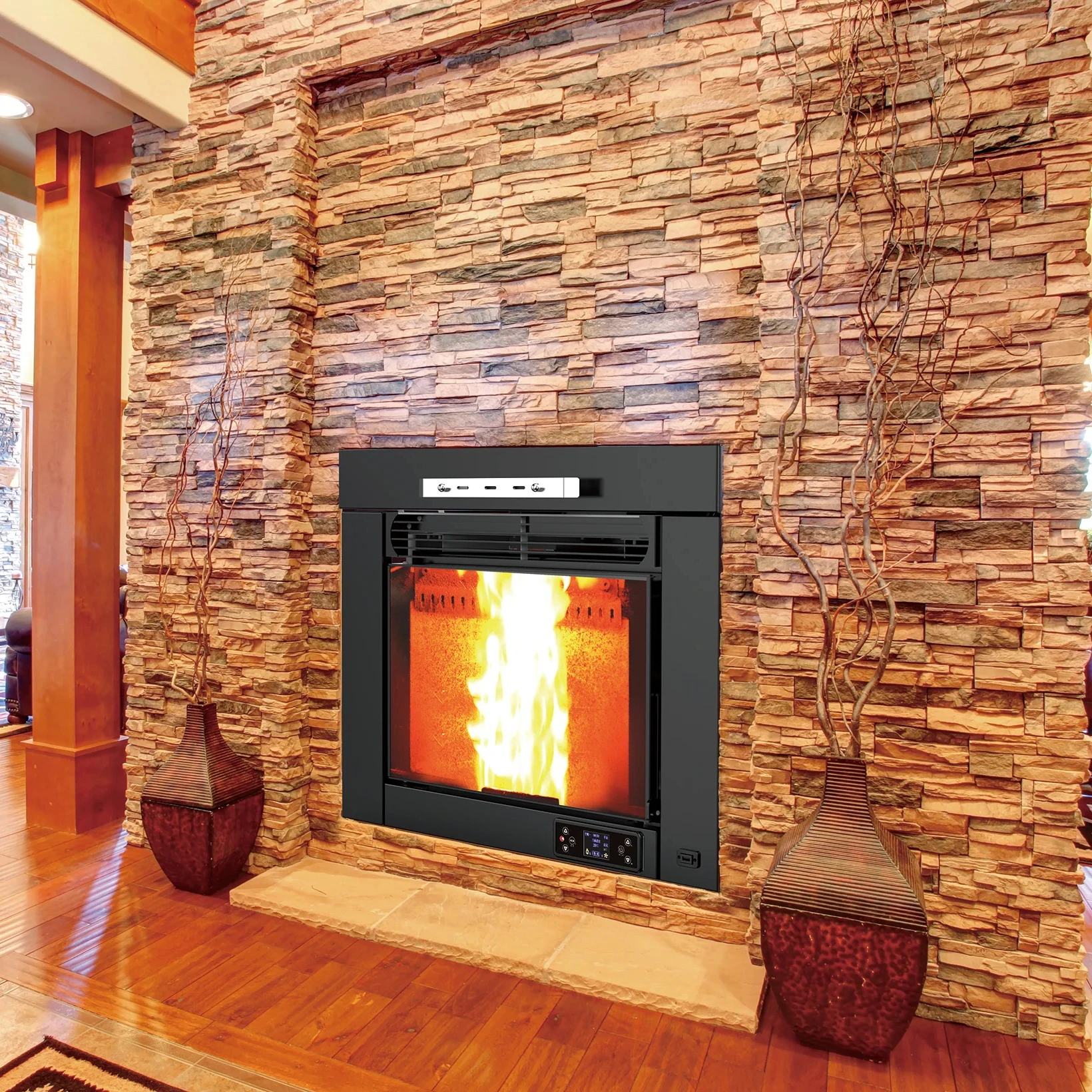 9.3kw High Efficiency European Modern Insert Wood Pellet Stove Indoor Electric Fireplace Pellet Burning Fire Heaters