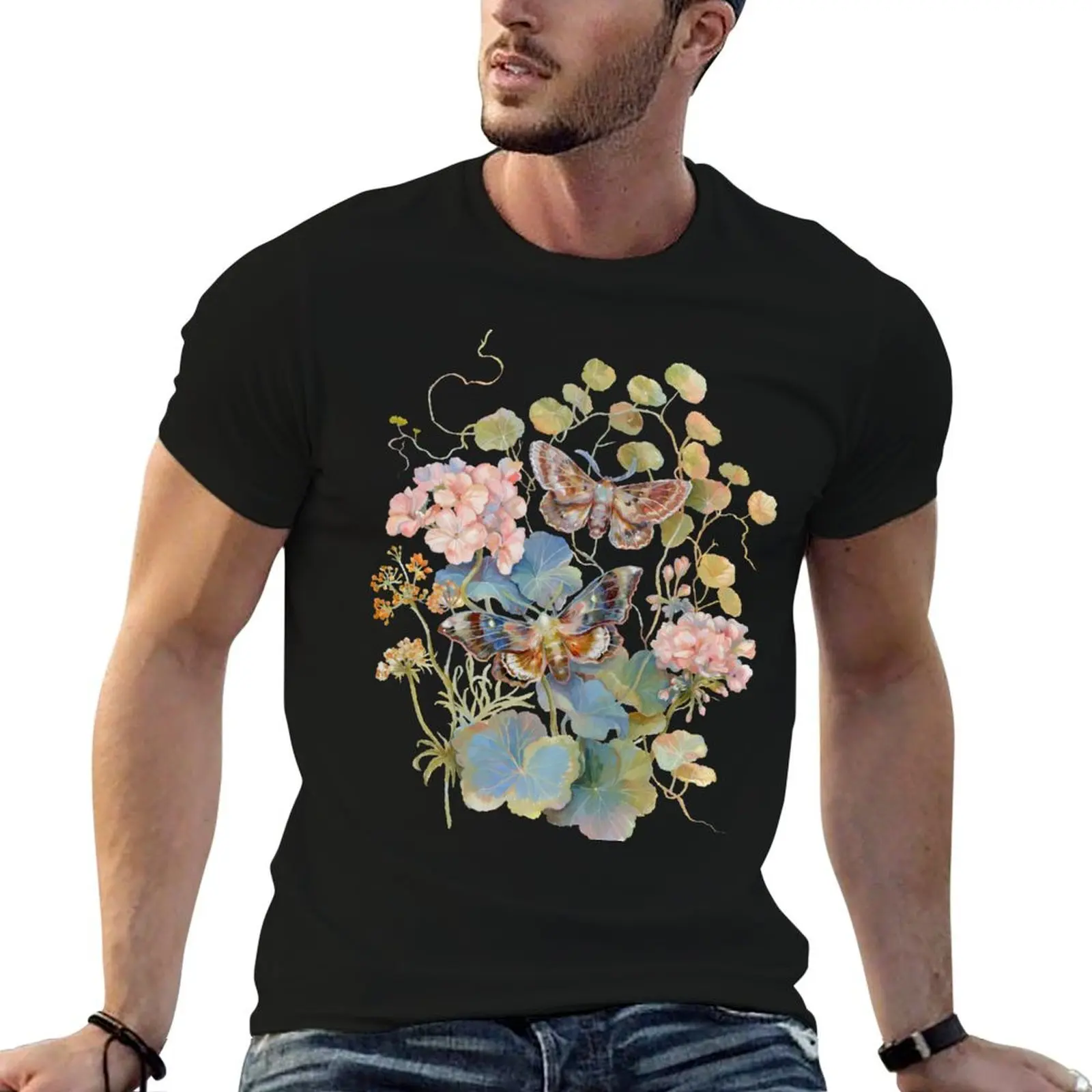 

Geranium Moth garden Tri-blend T-Shirt plus sizes baggy shirts summer top t shirts for men