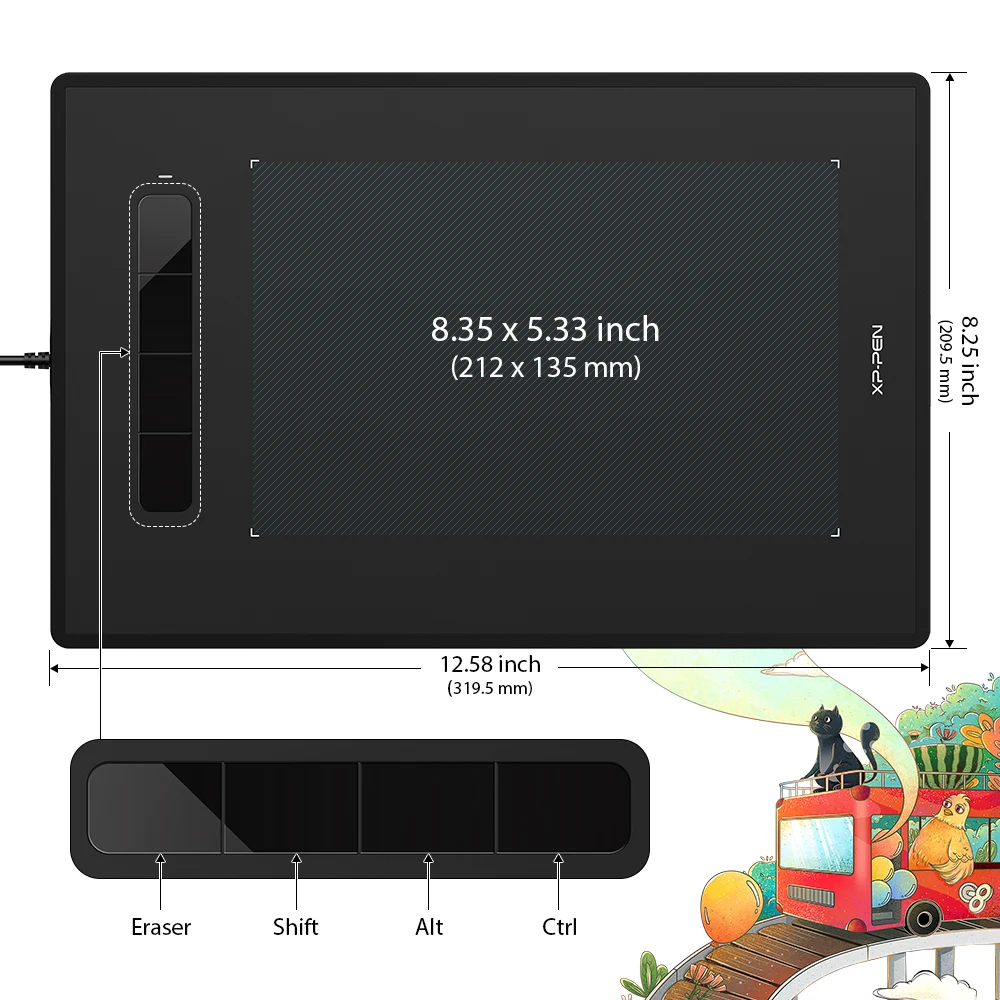 XPPen Graphic Tablet Star G960 Digital Drawing Tablet 8 inch with 8192 Pressure Levels 4 Express Keys for Mac Windows