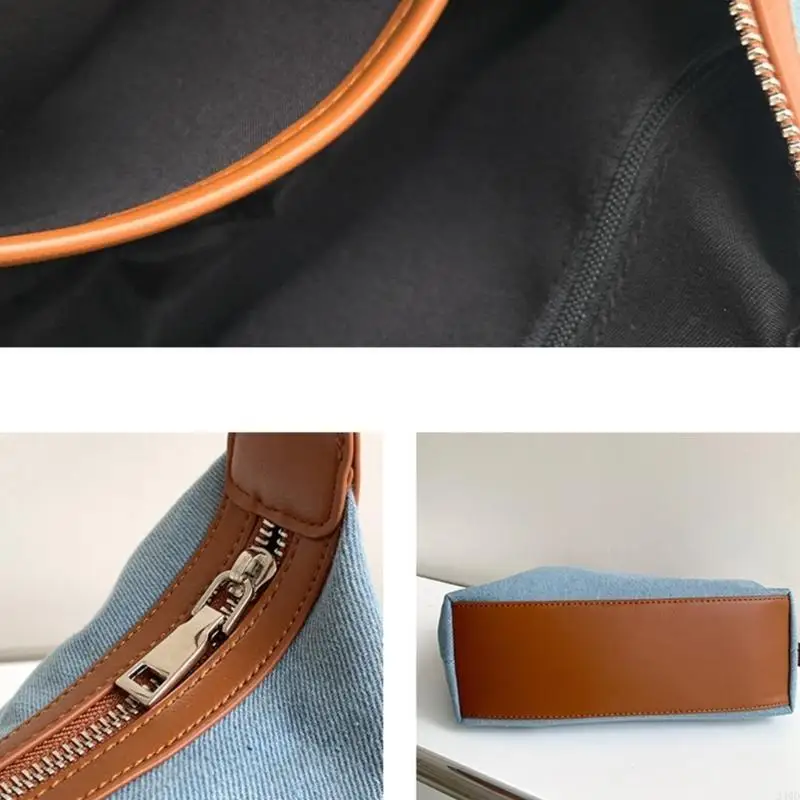 

340D Women Casual Armpit Bag Girls Underarm Bag Aesthetic Handbag Denims Shoulder Bag