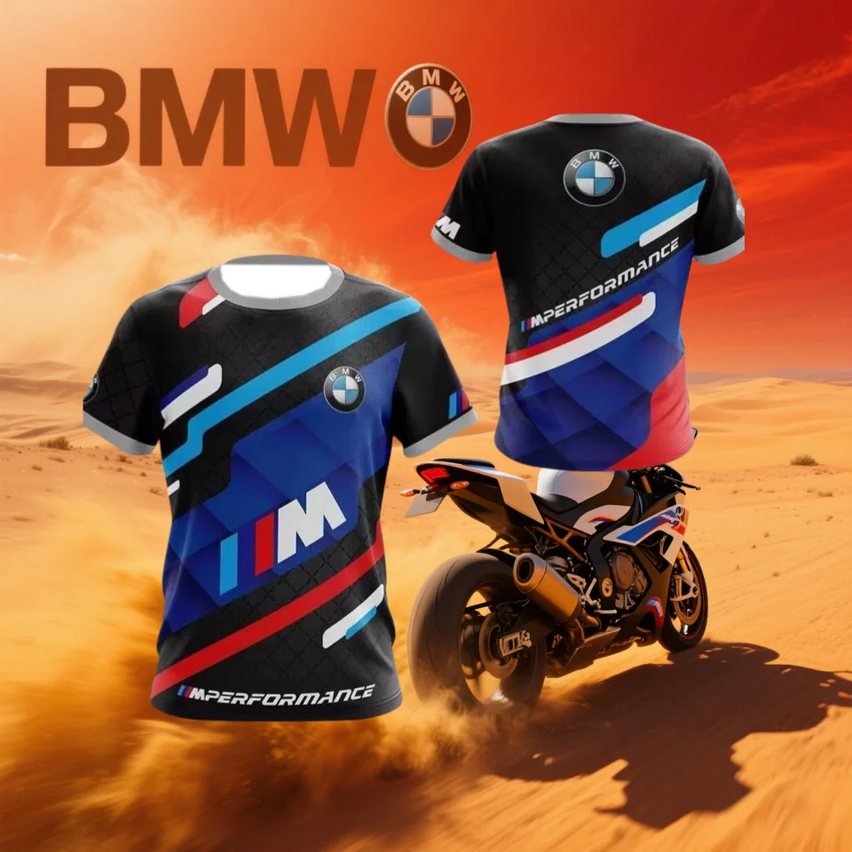 

25. летняя мужская быстросохнущая футболка BMW с коротким рукавом для гонок на мотоциклах, хит продаж, модная, удобная, повседневная, свободная, дышащая, Y2K