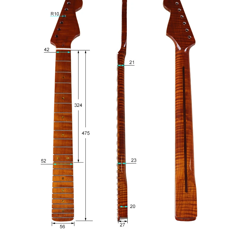 

ST6 string 22 fret tiger pattern baked maple bright 5.6 wide guitar neck assembly DIY electric guitar accessories