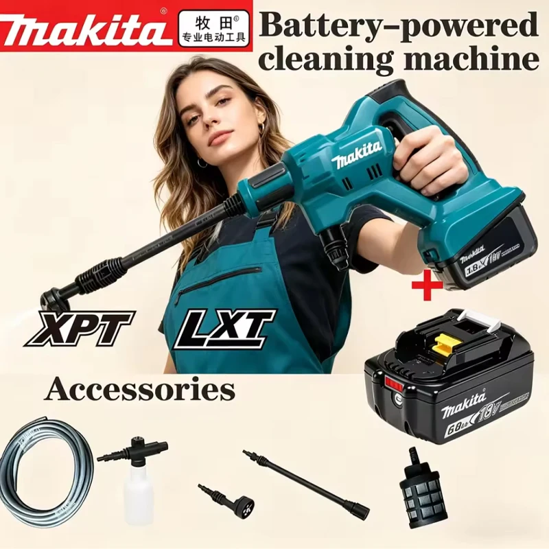 Idropulitrice portatile senza fili Makita DHW180, 18V, pulitrice ad alta pressione per lavaggio auto, irrigazione giardino, patio, pavimenti esterni e pulizia finestre, spedizione rapida UE