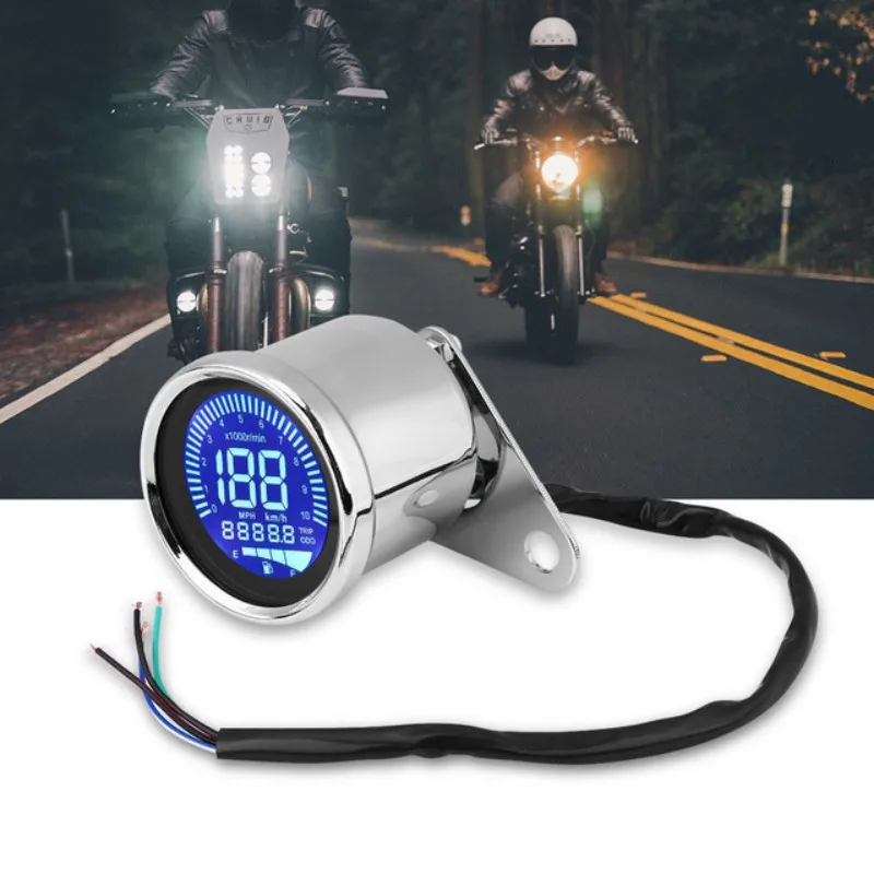 New Motorcycle Modified Instrument Panel Lcd Screen 7-Color Tachometer Odometer Fuel Gauge Multifunctional One Piece