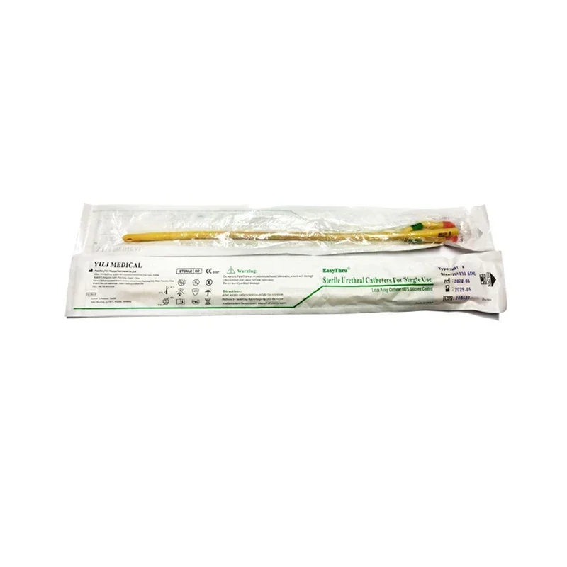 3 way double balloon latex foley catheter silicone coated sterilized urethral catheter male sex urinary catheter