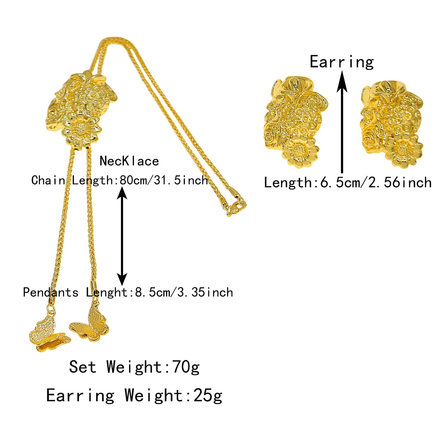 Yulaili Big Flower Earring Necklace Gold Plated Brazilian Jewelry Set for Women Light Weight Fashion Accessories HK110518