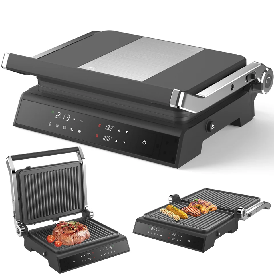 Parrilla de carne desmontable XL, sandwichera eléctrica, prensa Panini, parrilla de contacto Digital para interiores, plancha eléctrica sin humo para barbacoa